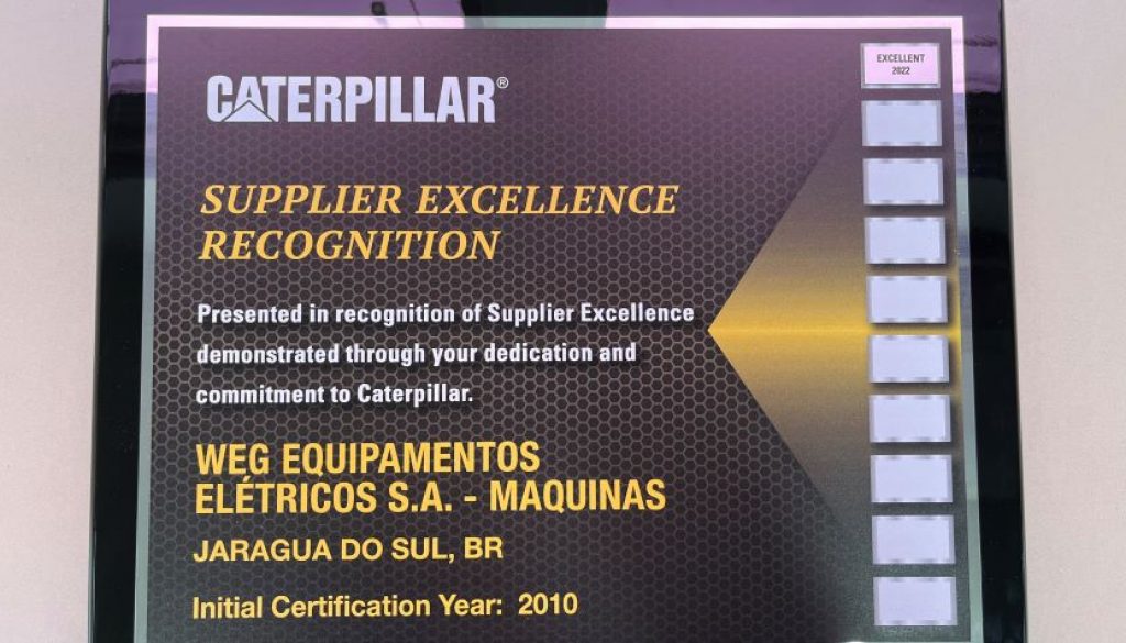 WEG receives Supplier Excellence Recognition from Caterpillar